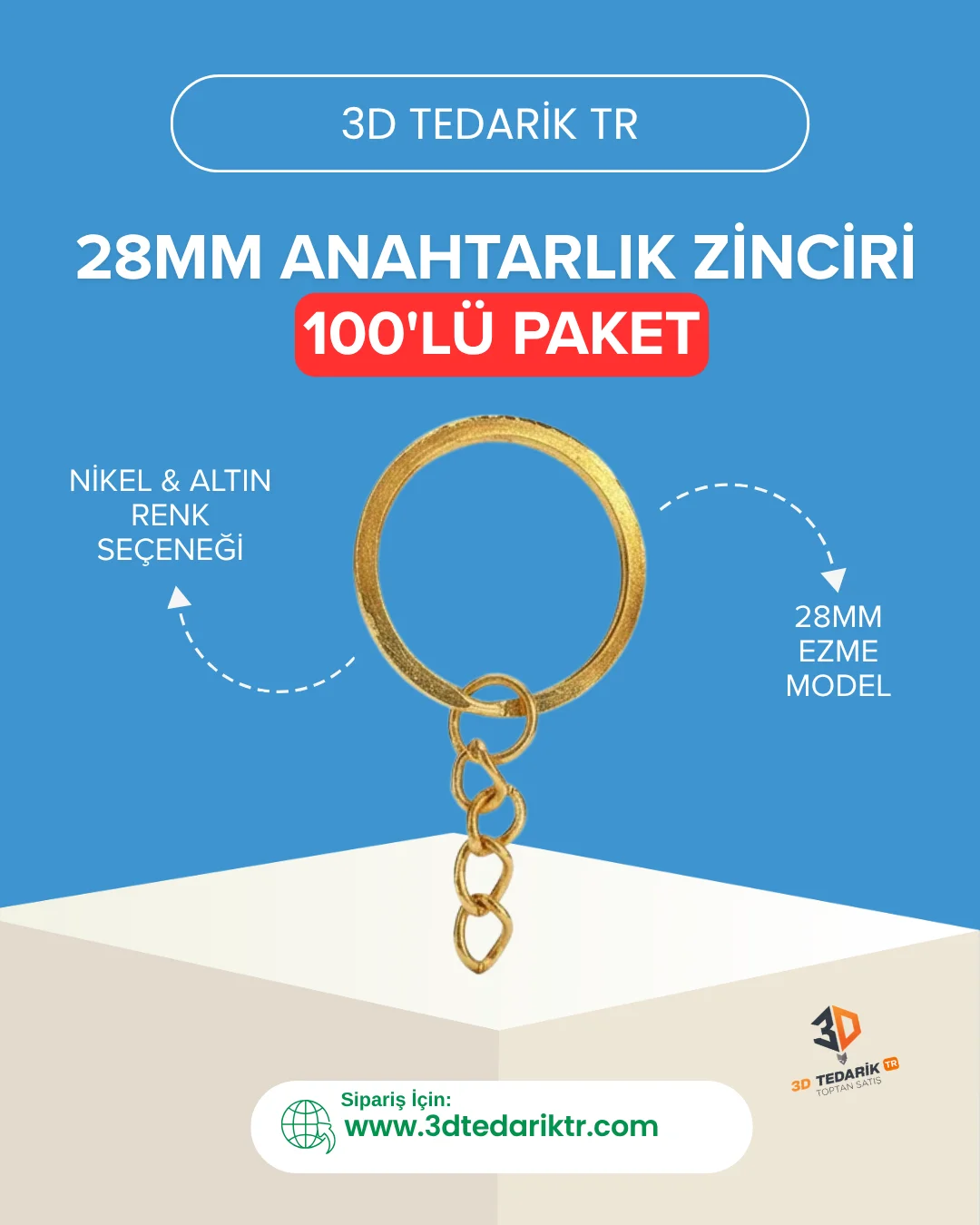 28mm Ezme Anahtarlık 100lü Paket