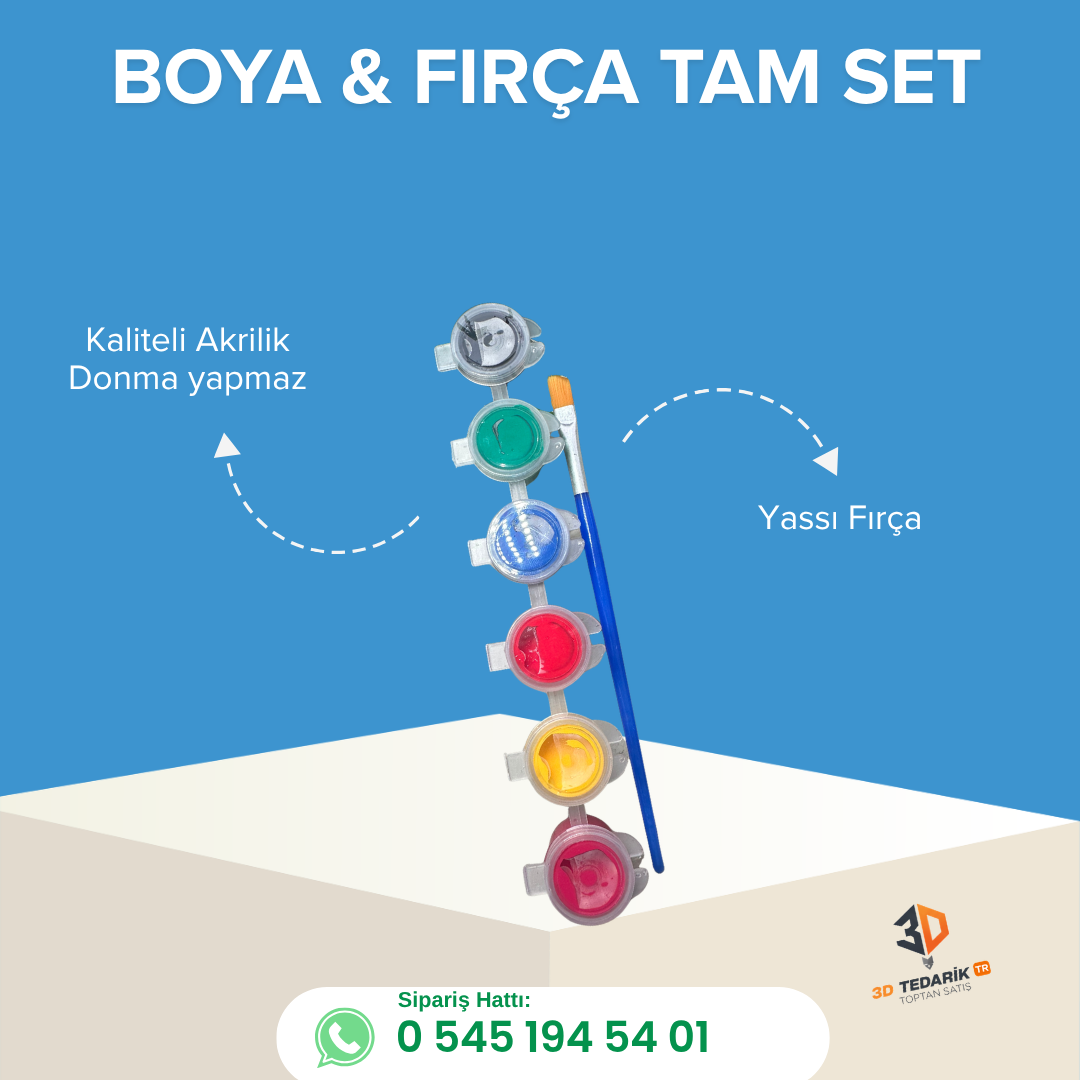4 Ml 6 lı Akrilik Boya ve Fırça Set Halinde