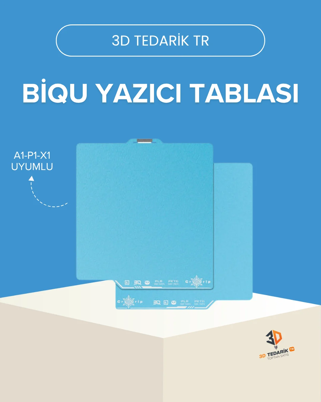 Biqu Panda Frostbite Bambu Lab A1-P1-X1 - Yay Çeliği Manyetik Tabla - 256x256mm